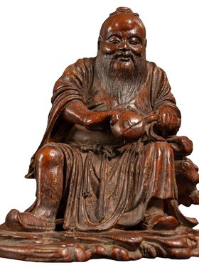 竹雕东方塑偷桃摆件古董收藏