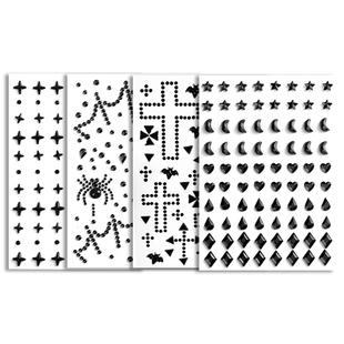 杰利万圣节脸贴纸饰品暗黑恐怖黑色COS红闪钻贴十字架蝙蝠水滴钻亮钻贴假血泪碎钻舞台活动表演妆容装饰道具
