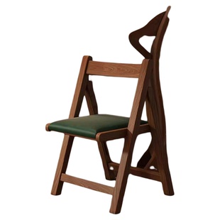 餐椅2026新款实木折叠椅子家用可折叠靠背椅中古风简约书桌写字椅