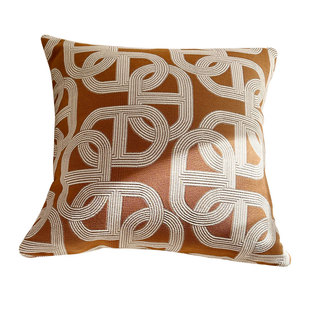 轻奢中古皇家提花马匹抱枕毛绒法式中古茶木色靠枕沙发客厅靠垫套