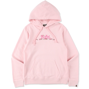 BAPE联名女装卡通粉红豹迷彩钻石印花连帽卫衣214901H