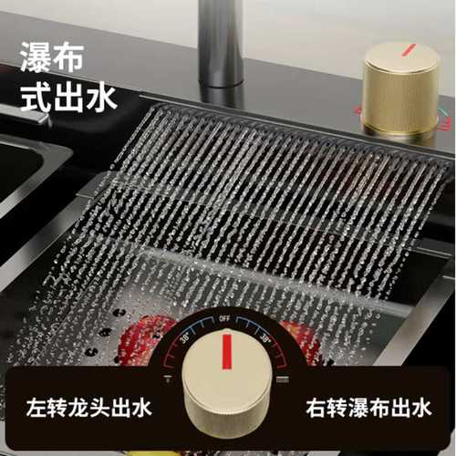 加厚瀑布水槽钢水单槽洗菜盆大家用纳米飞雨洗碗手工洗碗池厨房30