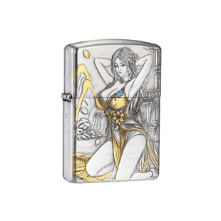 Zippo打火机玉人池畔官方正品盔甲熏银浮雕防风煤油送男朋友礼物