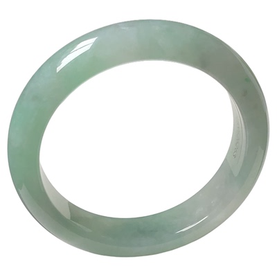 56圈1DW526263平安镯 大艺珠宝冰糯种晴水绿缅甸天然A货翡翠手镯