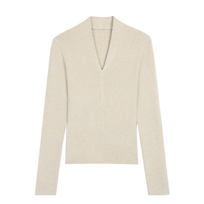 MULVAN 雅奢row风 设计感V领针织上衣女可拆披肩修身气质打底衫