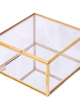 简约复古金边欧式玻璃首饰盒