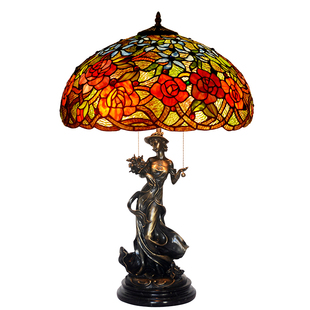 【宫廷玫瑰】18寸全铜雕优雅艺术帝凡尼古董收藏欧美古典装饰台灯