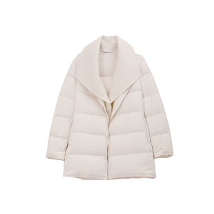 简约大翻领鹅绒服！sofa2025新款廓形收腰羽绒服女款中长