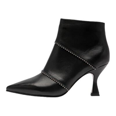 PACOGIL尖头高跟羊皮小皮鞋