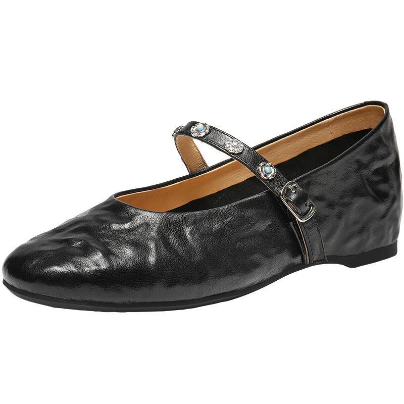 百丽复古羊皮内增高玛丽珍鞋女2026春季新款软底浅口单鞋子F1F1DA