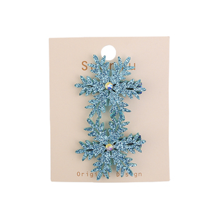 蓝色雪花儿童发夹冰雪公主小女孩夹子女童表演头饰发卡圣诞节发饰