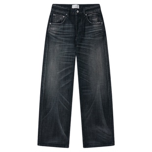 UTIMUS素牛黑色无破坏直通宽松A字14oz全棉做旧休闲长裤日本五金