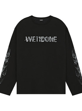 WE11DONE26早秋新品男女同款蕾丝图案Logo长袖T恤时尚潮流休闲