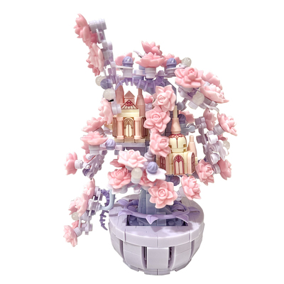 BrosBlock积木樱花树屋城堡玩具