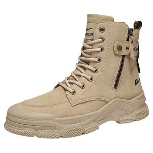 回力马丁靴男鞋2025新款冬季高帮工装靴侧拉链英伦加绒劳保暖棉鞋