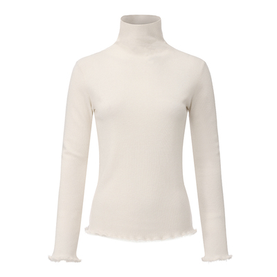 毛绒边精纺羊毛堆堆领打底针织衫