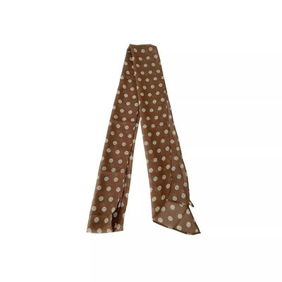 棕色波点法式丝巾印花高级感百搭配饰系脖女新款发带绑发长条围巾