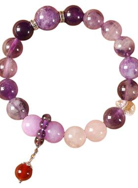 龙虎山发货九紫离火手串好运转珠女紫水晶多宝女蛇年运本命年手链