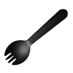 一次性勺子塑料叉勺黑色叉子单独包装叉勺一体甜品勺水果叉蛋糕叉