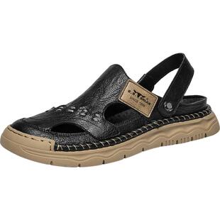 公牛世家包头凉鞋男2026新款夏季外穿开车软底两用凉拖男士沙滩鞋