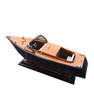 实木现代游艇快艇工艺船摆设手工家居办公室展厅儿童房装饰仿真船