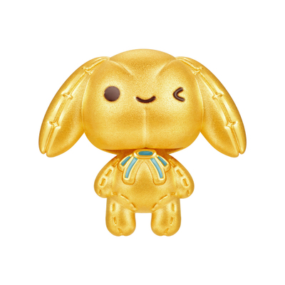 明牌珠宝摇来好运硬金转运珠 黄金萌宠动物情侣足金手串AFP1300