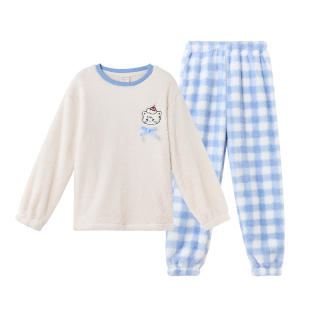 Gukoo/果壳睡衣女冬mikko款甜美加绒保暖家居服套装