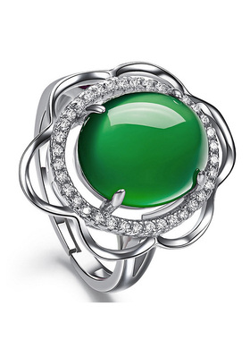 925纯银优雅玛瑙冰红宝石戒指女