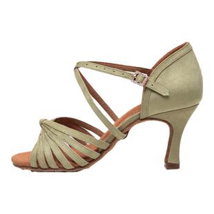 舞世霸专业拉丁舞鞋成年女士中高跟鹿绒牛皮底国标恰恰伦巴舞蹈鞋