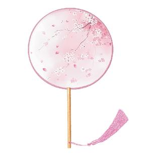 团扇古风中国风汉服女长柄扇子旗袍舞蹈扇古装儿童小圆扇女式流苏