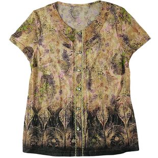 雪琳儿专柜正品洋气中年女夏装台湾纱短袖T恤时尚气质妈妈装小衫