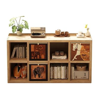 实木书架落地置物架矮书柜格子柜