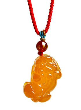 普陀山黄玛瑙貔貅吊坠