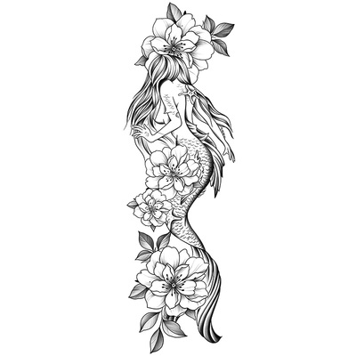 全臂纹身贴性感花仙子图案