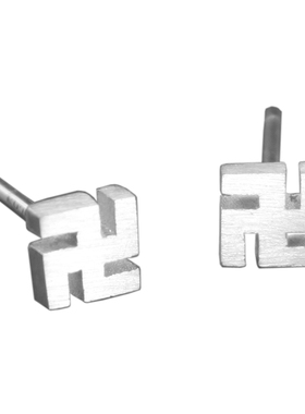 s925纯银佛系卍字简约百搭耳钉