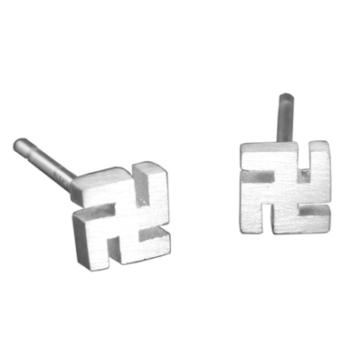 s925纯银佛系卍字简约百搭耳钉