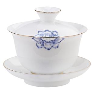 薄胎青花瓷白瓷盖碗茶杯景德镇泡茶碗茶具不烫手单个三才陶瓷带盖