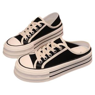 品牌断码清仓半拖鞋女款帆布鞋百搭单鞋小白鞋休闲板鞋运动老爹鞋