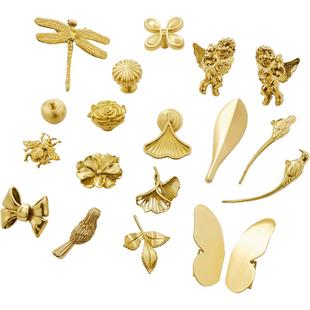 创意个性黄铜衣柜门把手抽屉五金橱柜北欧金色天使拉手轻奢儿童房