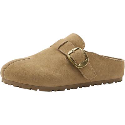 Bata勃肯鞋女2025夏季新款时尚百搭牛剖皮日常休闲凉鞋6D292BH5