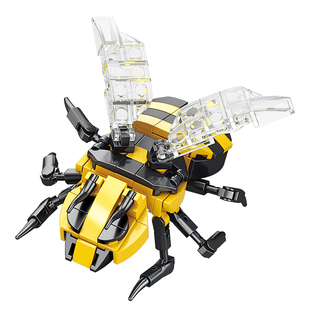 乐乐兄弟儿童益智拼装昆虫积木迷你颗粒七星瓢虫黄蜂男孩玩具礼物