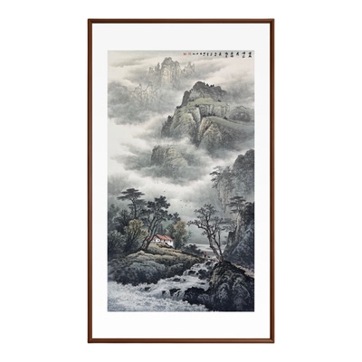 新中式山水玄关餐厅挂画