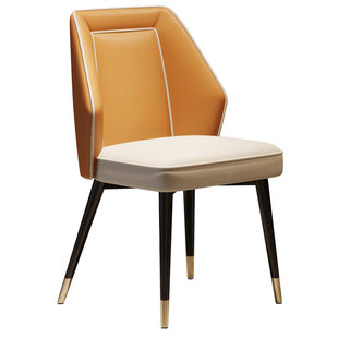 宾利真皮餐椅轻奢高端售楼处洽谈椅设计师书桌头层牛皮椅子围背