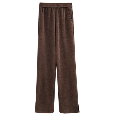 梨形身材遮胯显瘦开叉灯芯绒女裤