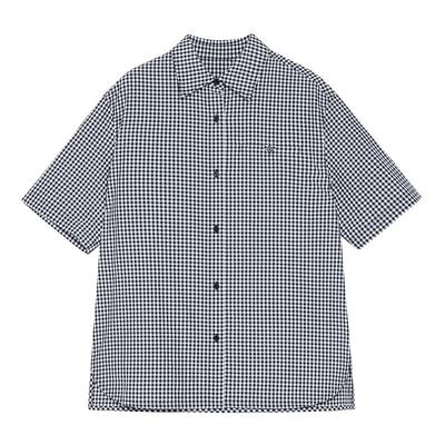 blueerdos黑白格纹短袖衬衫