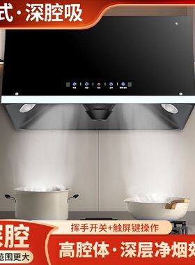 小霸王抽油烟机家用中式吸油烟机深腔体触摸屏按键易用自动清洗