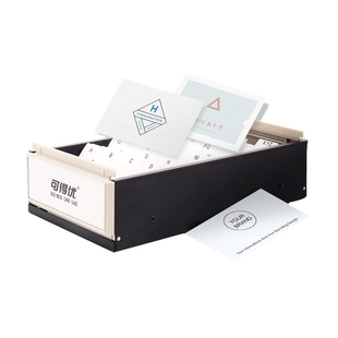 可得优名片盒大容量卡片收纳箱大号办公商务桌面用客户咭片整理座pvc银行会员卡分门归类字母索引标签夹包邮