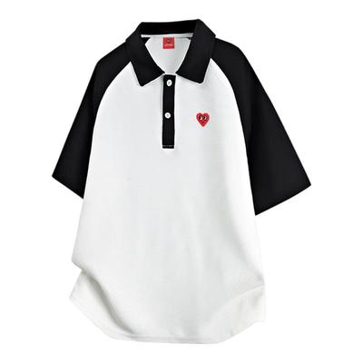 查尔斯桃心 美式插肩袖冰感速干短袖polo衫男夏季华夫格亨利领