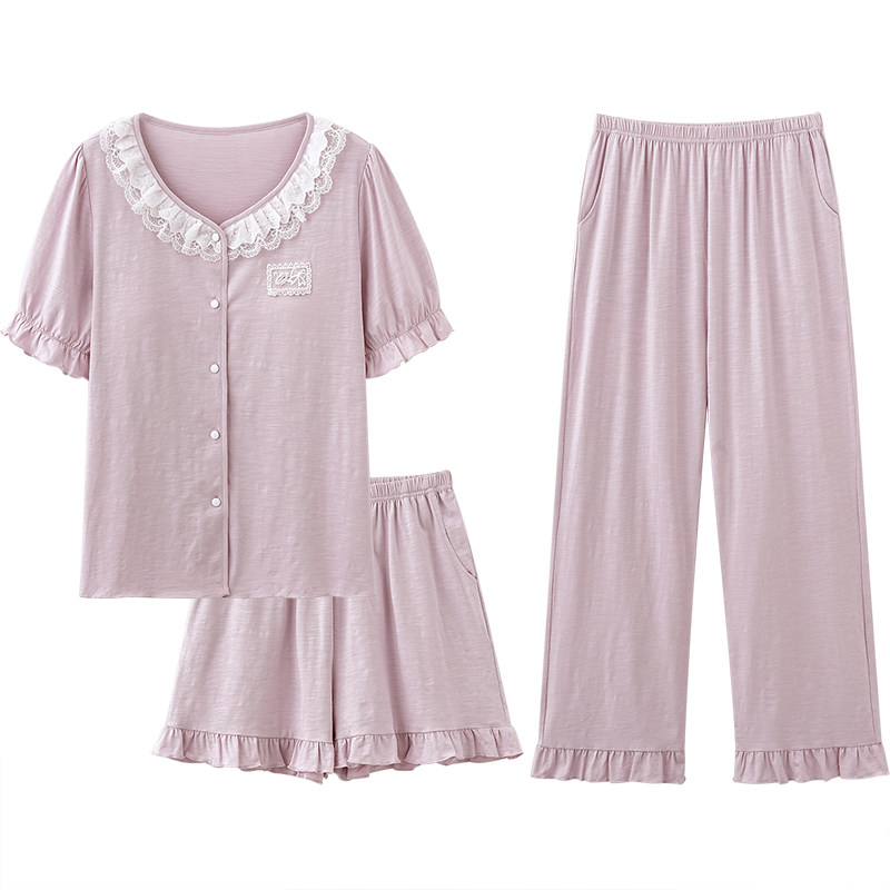 思莉太太带胸垫睡衣女款夏季纯棉
