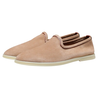 老钱风反绒皮一脚蹬乐福鞋男